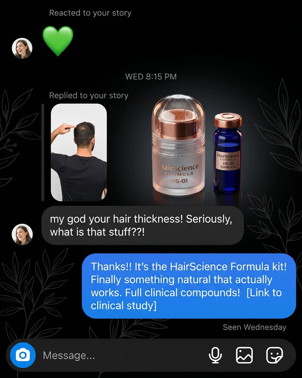 HairScience HS-01 winner ad — The Skeptical Naturalist angle, clinical-nature creative